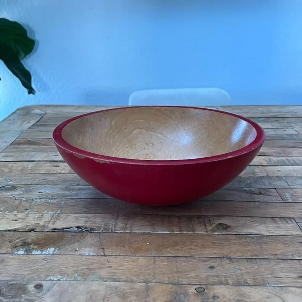 Vintage Primitive Handcrafted Wooden Bowl 11